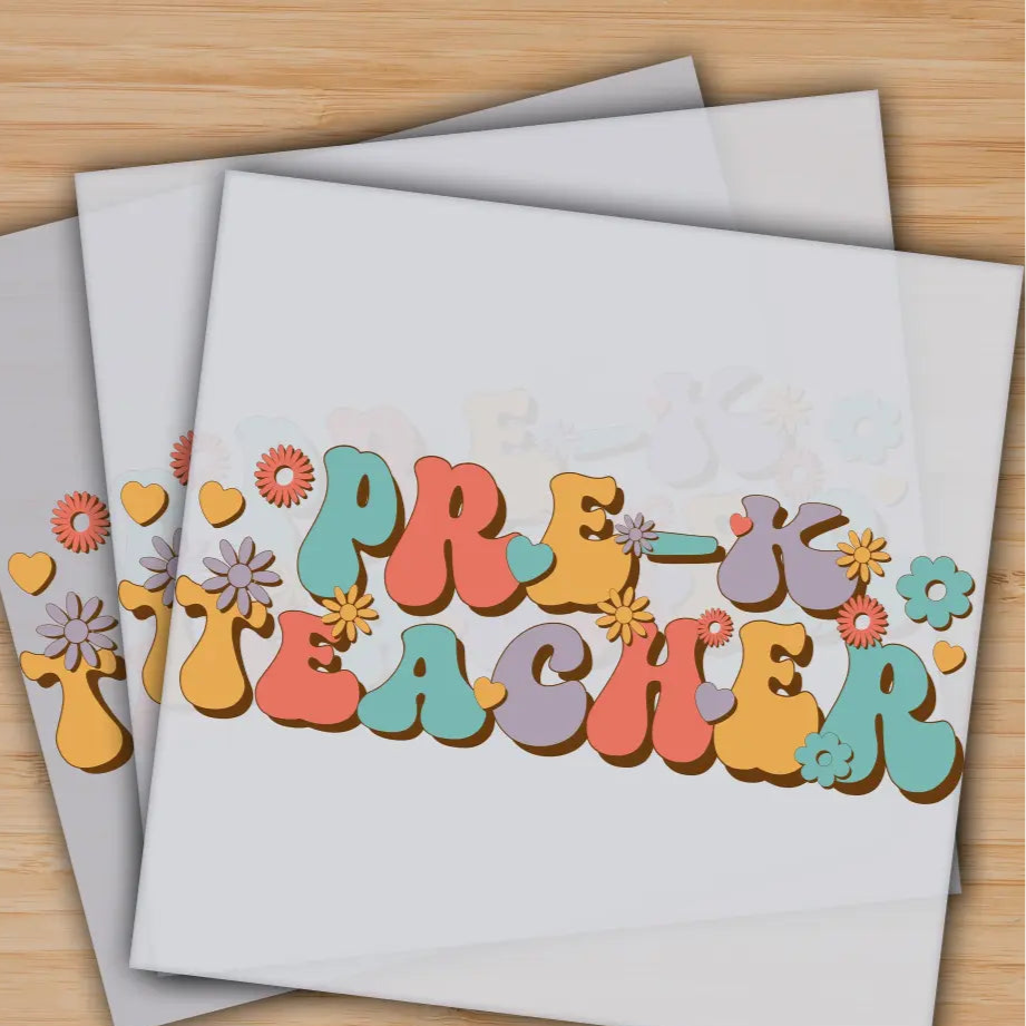 Pre k Teacher Back to School Ready to Press Personalized Gifts Sublimation DTF Prints Trendy DTF Prints Ready for Press