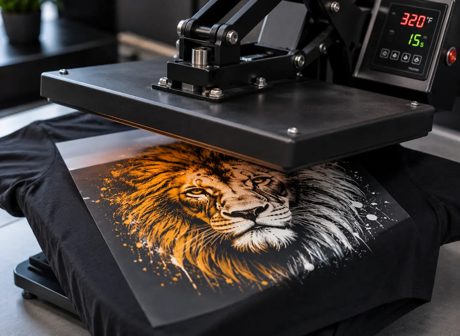 Heat pressing a DTF transfer onto a custom shirt