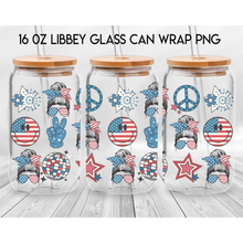 Load image into Gallery viewer, Premium UV DTF Wrap For 4th Of July Glass Cup 16oz Glass Cup Cute Stickers For July Cups Gift Sticker Cup For Fourth
