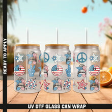 Load image into Gallery viewer, Premium UV DTF Wrap For 4th Of July Glass Cup 16oz Glass Cup Cute Stickers For July Cups Gift Sticker Cup For Fourth
