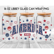 Load image into Gallery viewer, Premium UV DTF Wrap For 4th Of July Glass Cup 16oz Glass Cup Cute Stickers For July Cups Gift Sticker Cup For Fourth
