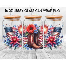 Load image into Gallery viewer, Premium UV DTF Wrap For 4th Of July Glass Cup 16oz Glass Cup Cute Stickers For July Cups Gift Sticker Cup For Fourth
