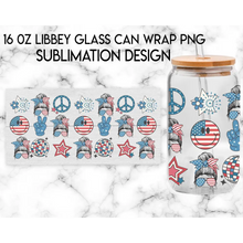 Load image into Gallery viewer, Premium UV DTF Wrap For 4th Of July Glass Cup 16oz Glass Cup Cute Stickers For July Cups Gift Sticker Cup For Fourth
