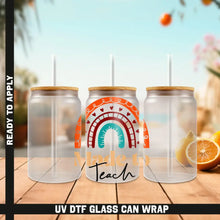 Load image into Gallery viewer, Premium UV DTF Wrap For Teacher Glass Cup 16oz Glass Cup Cute Stickers For Teacher Cups Gift Sticker Cup For Teacher
