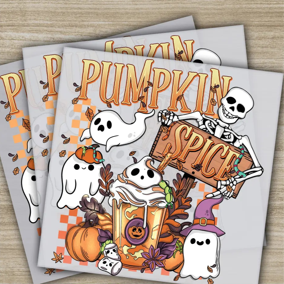 Pumpkin Spice Halloween Transfers Ready to Press Personalized DTF Transfers For Family Gifts Heat Press DTF Transfers