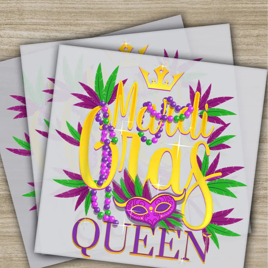 Queen Mask Mardi Gras Transfers Ready to Press Personalized DTF Transfers Mardi Gras Gifts High Quality Heat Press DTF