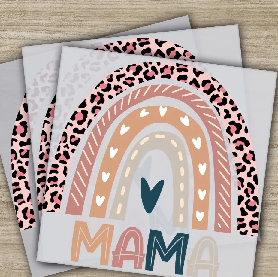 Rainbow Retro Mama Heart Mother’s Day Transfers Ready to Press Personalized DTF Transfers Mother’s Day Gifts Heat Press