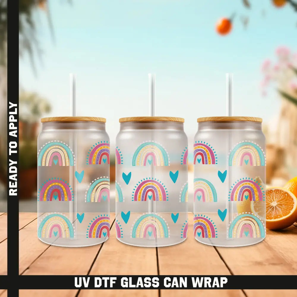 RainbowReady To Apply UV DTF 16oz cup Wrap