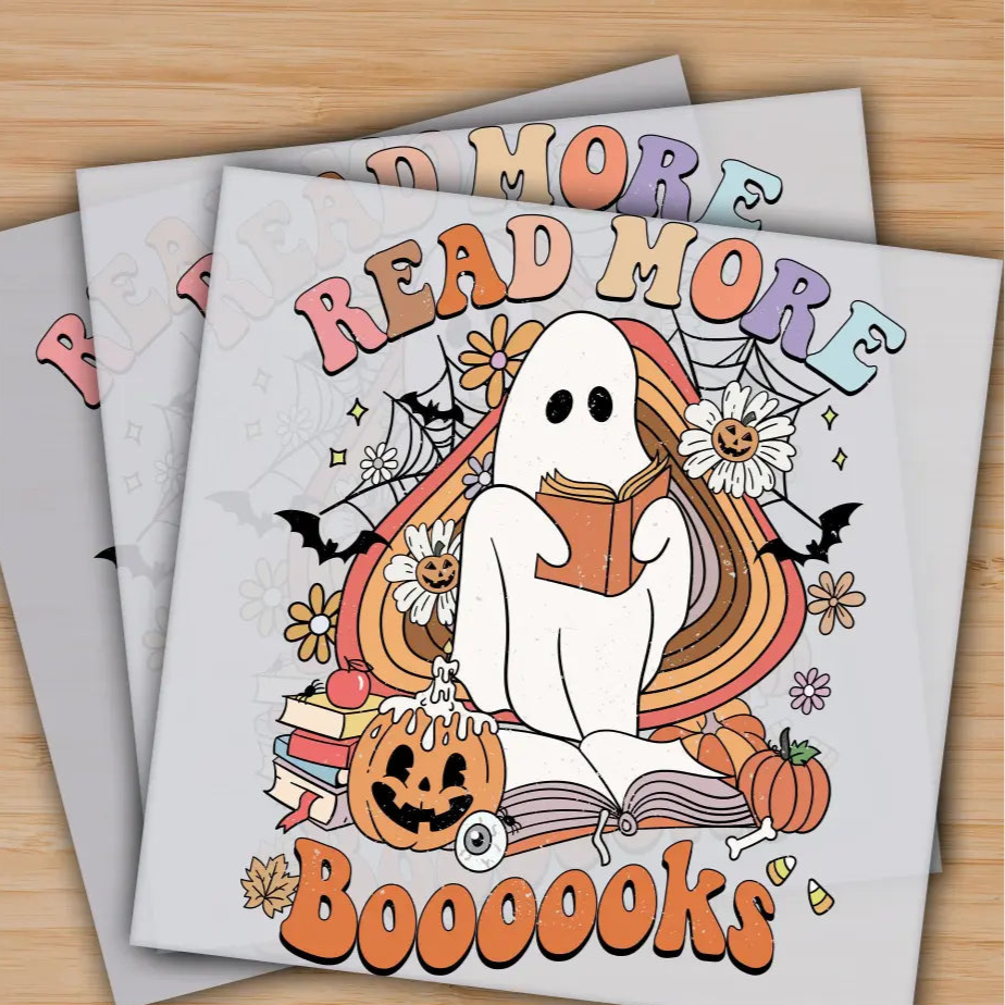 Read More Boooks Spooky Books Ghost Book Cute Ghost Ready to Press Personalized Gifts Sublimation DTF Prints Trendy DTF