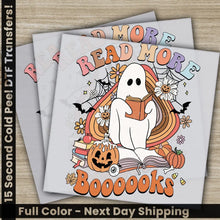 Load image into Gallery viewer, Read More Booooks Halloween Ready to Press Personalized DTF Transfers 100 Days Of School Gifts Heat Press DTF Transfers
