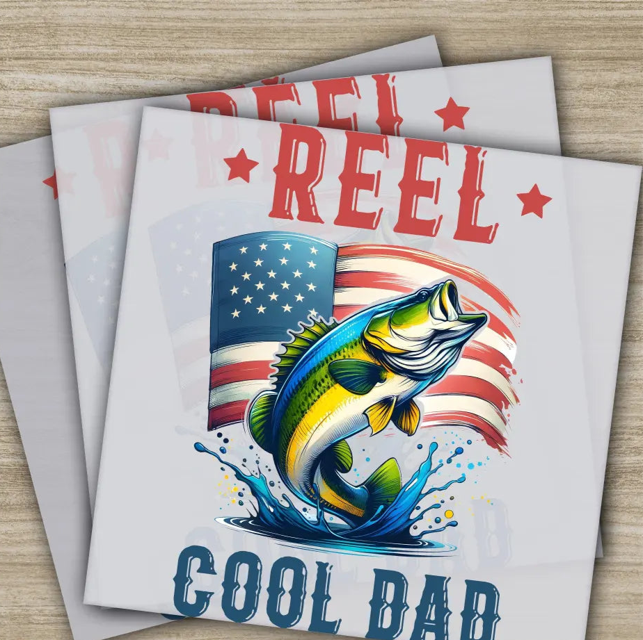 Reel Cool Dad Fathers Day Transfers Ready to Press Personalized DTF Transfers Father’s Day Gifts Heat Press DTF