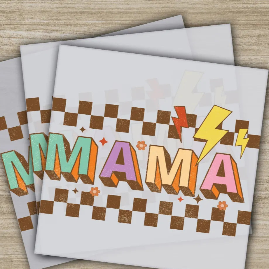 Retro Checkered Mama Daisy Mother’s Day Transfers Ready to Press Personalized DTF Transfers Mother’s Day Gifts Heat