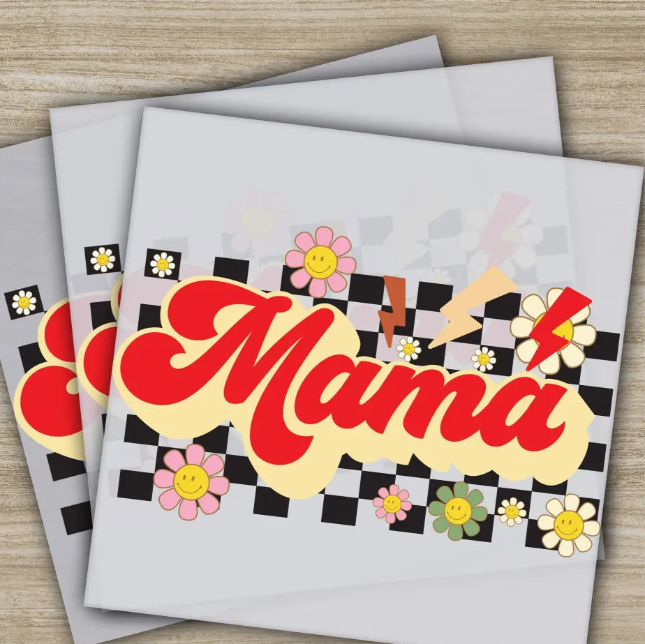 Retro Checkered Mama Mother’s Day Transfers Ready to Press Personalized DTF Transfers Mother’s Day Gifts Heat Press