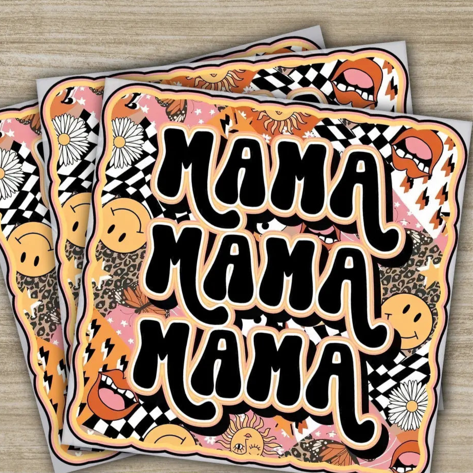 Retro Mama Mom Heart Mother’s Day Transfers Ready to Press Personalized DTF Transfers Mother’s Day Gifts Heat Press DTF
