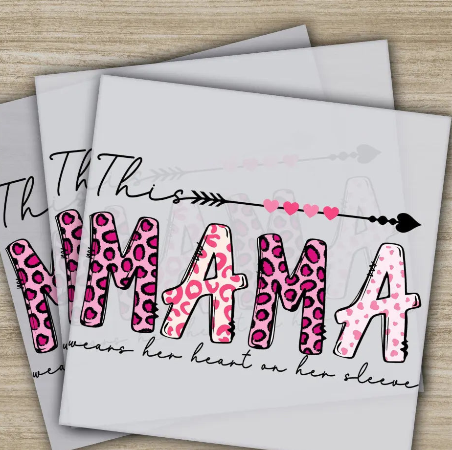 Retro Mama Mom Heart Mother’s Day Transfers Ready to Press Personalized DTF Transfers Mother’s Day Gifts Heat Press DTF
