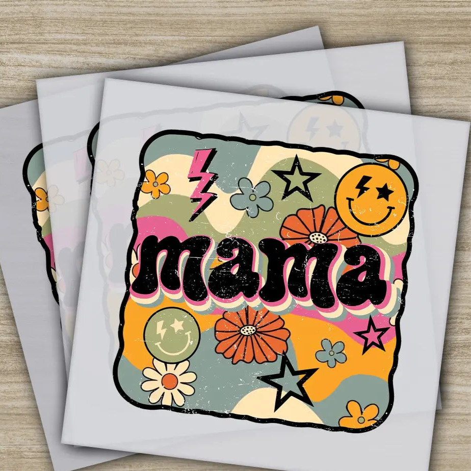 Retro Mama Mom Heart Mother’s Day Transfers Ready to Press Personalized DTF Transfers Mother’s Day Gifts Heat Press DTF