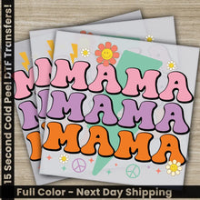 Load image into Gallery viewer, Retro Mama Peace Daisy Mother’s Day Transfers Ready to Press Personalized DTF Transfers Mother’s Day Gifts Heat
