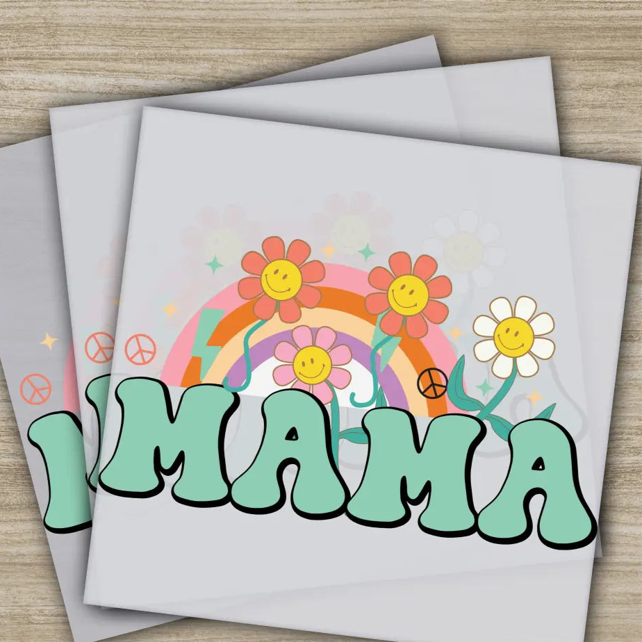 Retro Mama Peace Rainbow Mother’s Day Transfers Ready to Press Personalized DTF Transfers Mother’s Day Gifts Heat Press