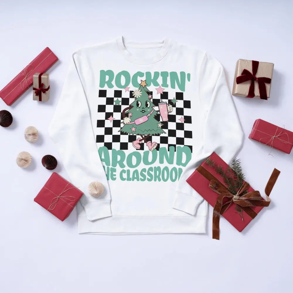 Rockin’ Around The Classroom Christmas DTF Transfers Ready to Press Personalized Direct to Film Sublimation Screen