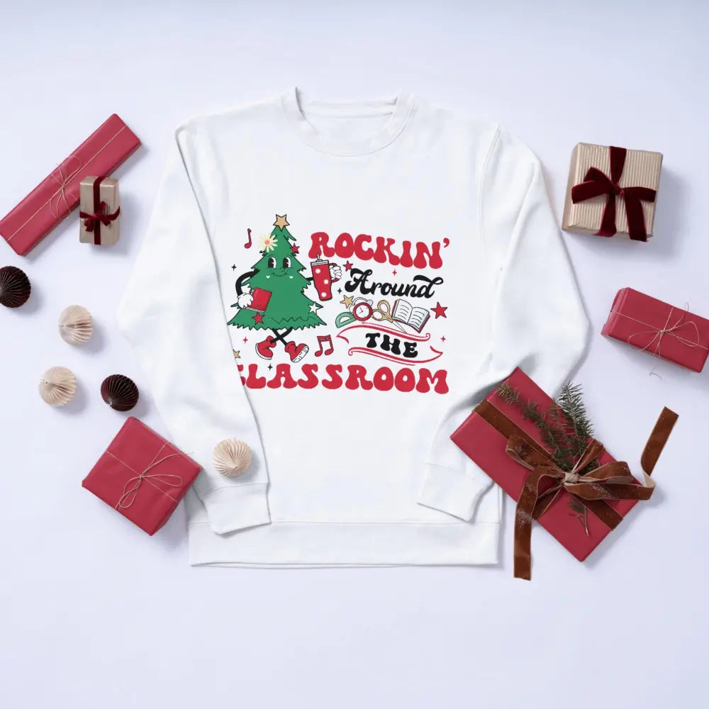 Rockin’ Around The Classroom Christmas DTF Transfers Ready to Press Personalized Direct to Film Sublimation Screen