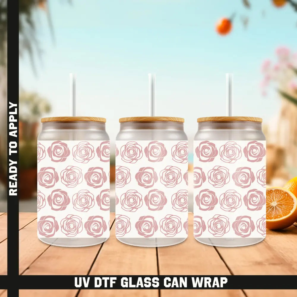 Roses Ready To Apply UV DTF 16oz cup Wrap