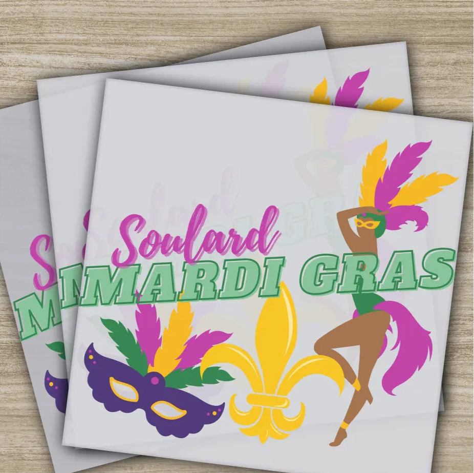 Samba Dancer Mask Mardi Gras Transfers Ready to Press Personalized DTF Transfer Mardi Gras Gift High Quality Heat Press