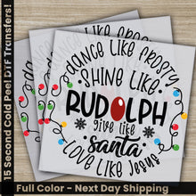 Load image into Gallery viewer, a pair of christmas cards with the words rudolph on them
