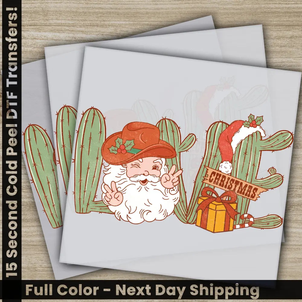 Santa Christmas Trees Christmas DTF Transfers Ready to Press Personalized Gifts Shirts High Quality Fast Shipping