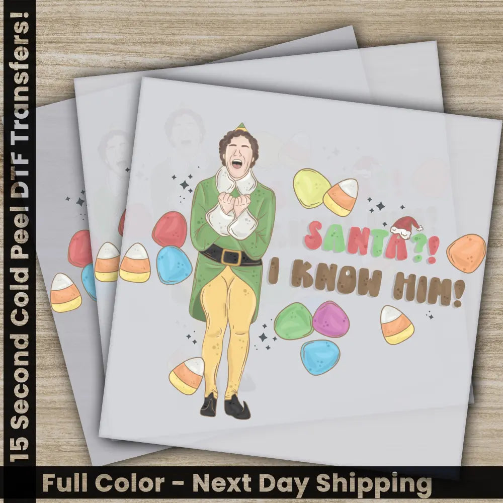 Santa Claus Christmas DTF Transfers Ready to Press Personalized Gifts Direct to Film Sublimation Screen Prints Fast