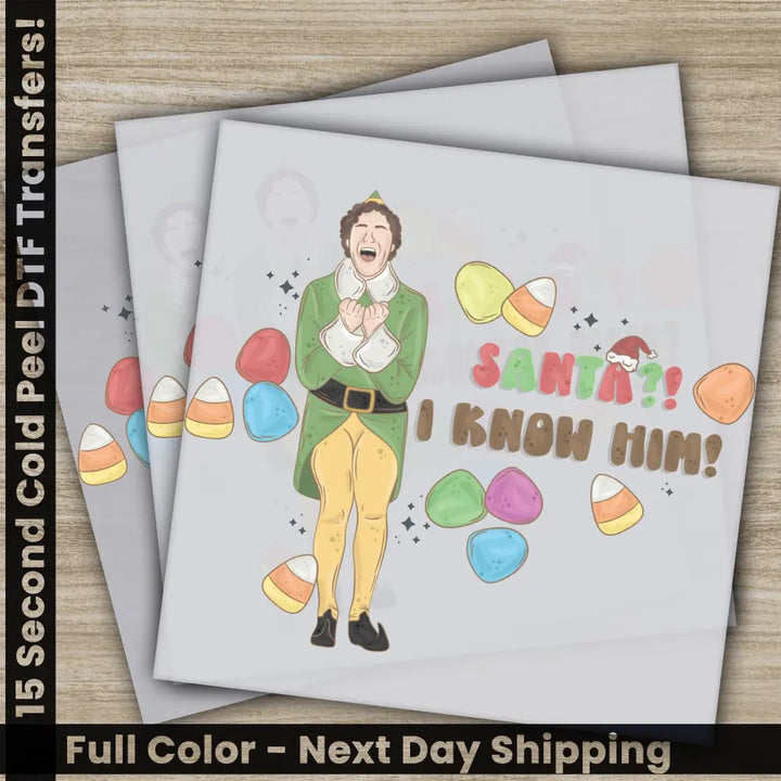Santa Claus Christmas DTF Transfers Ready to Press Personalized Gifts Direct to Film Sublimation Screen Prints Fast