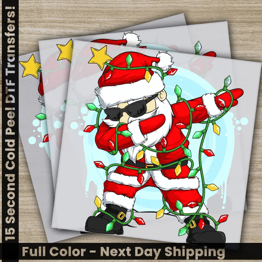 Santa Claus Christmas DTF Transfers Ready to Press Personalized Gifts Direct to Film Sublimation Screen Prints Fast