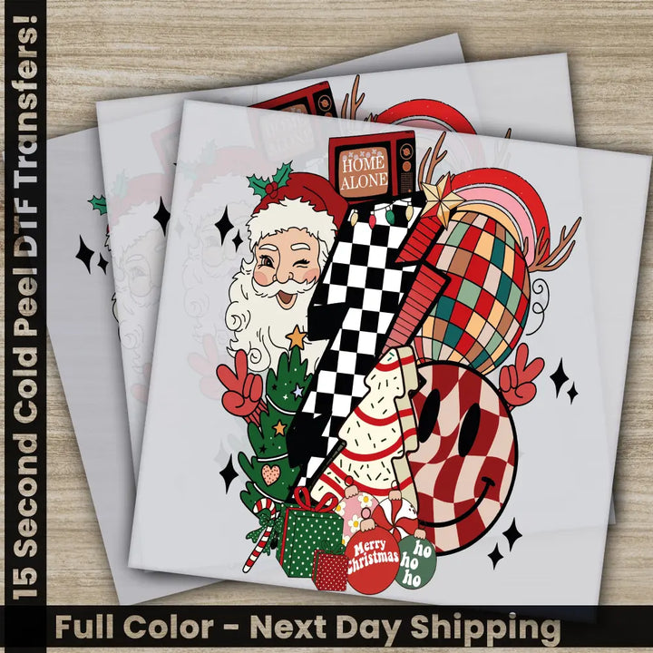 Santa Claus Christmas DTF Transfers Ready to Press Personalized Gifts Direct to Film Sublimation Screen Prints Fast