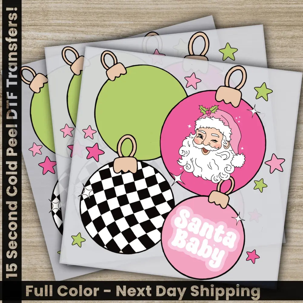 Santa Claus Christmas DTF Transfers Ready to Press Personalized Gifts Direct to Film Sublimation Screen Prints Fast