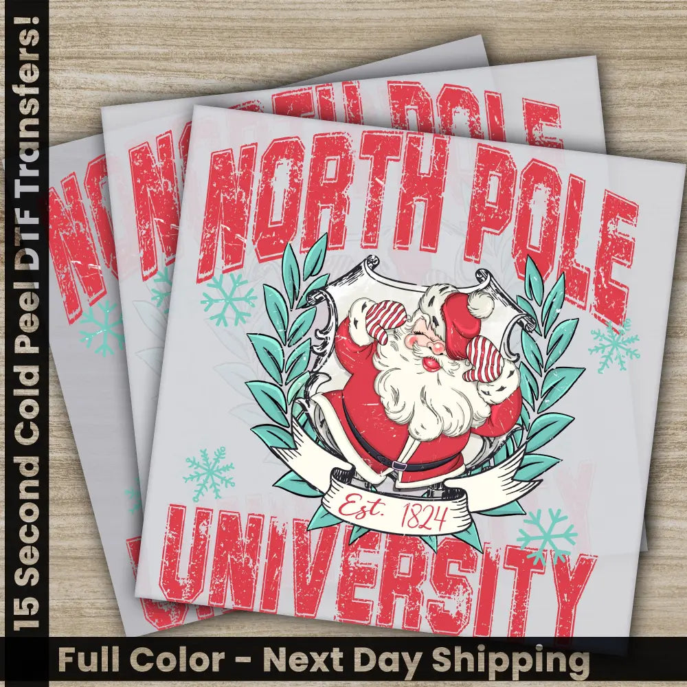 Santa Claus Christmas DTF Transfers Ready to Press Personalized Gifts Direct to Film Sublimation Screen Prints Fast