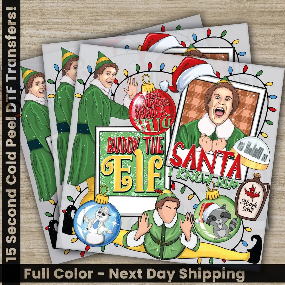 Santa Claus Christmas DTF Transfers Ready to Press Personalized Gifts Direct to Film Sublimation Screen Prints Fast