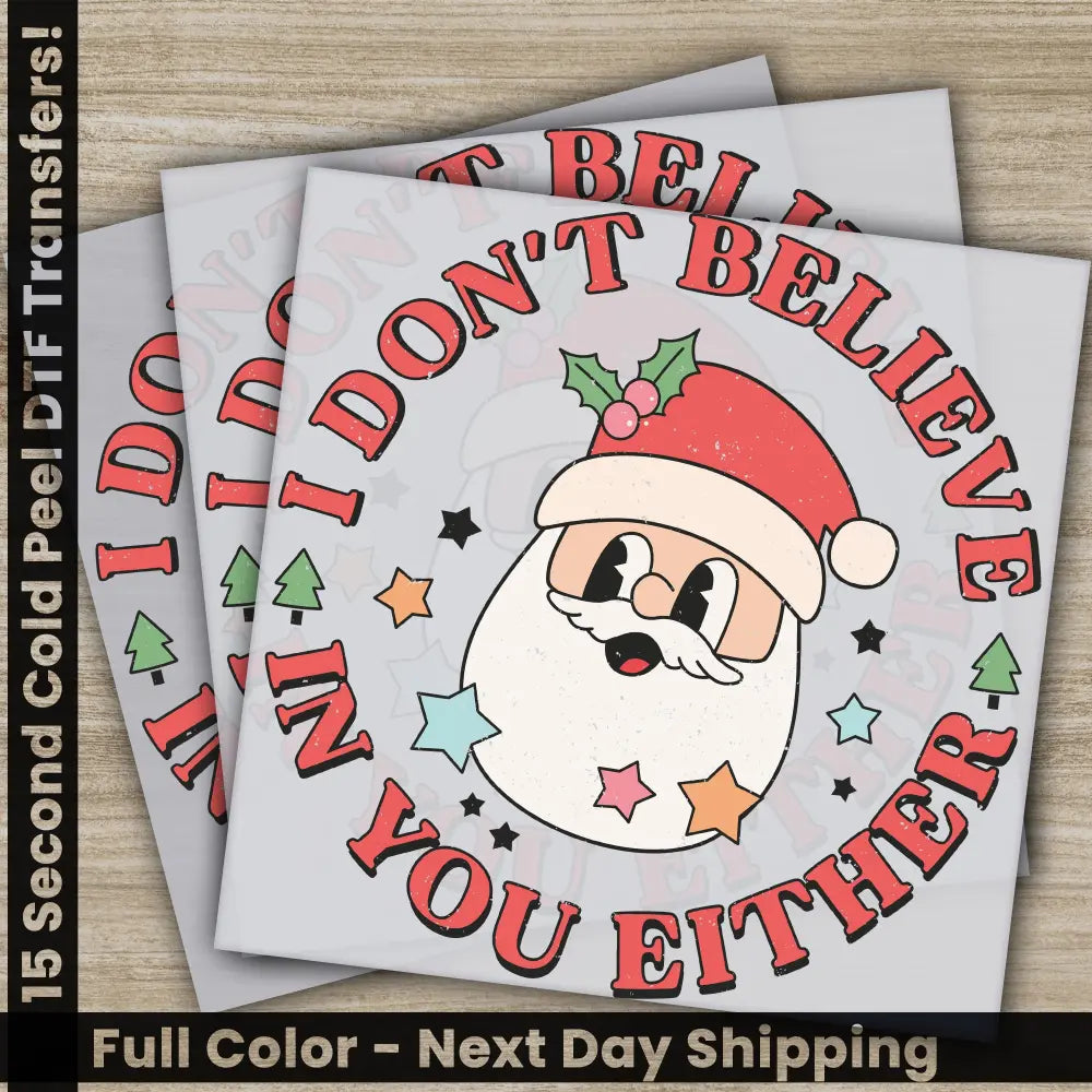 Santa Claus Christmas DTF Transfers Ready to Press Personalized Gifts Direct to Film Sublimation Screen Prints Fast