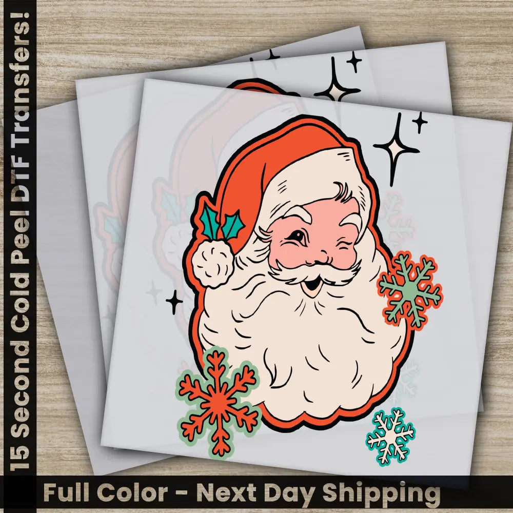 Santa Claus Christmas DTF Transfers Ready to Press Personalized Gifts Direct to Film Sublimation Screen Prints Fast