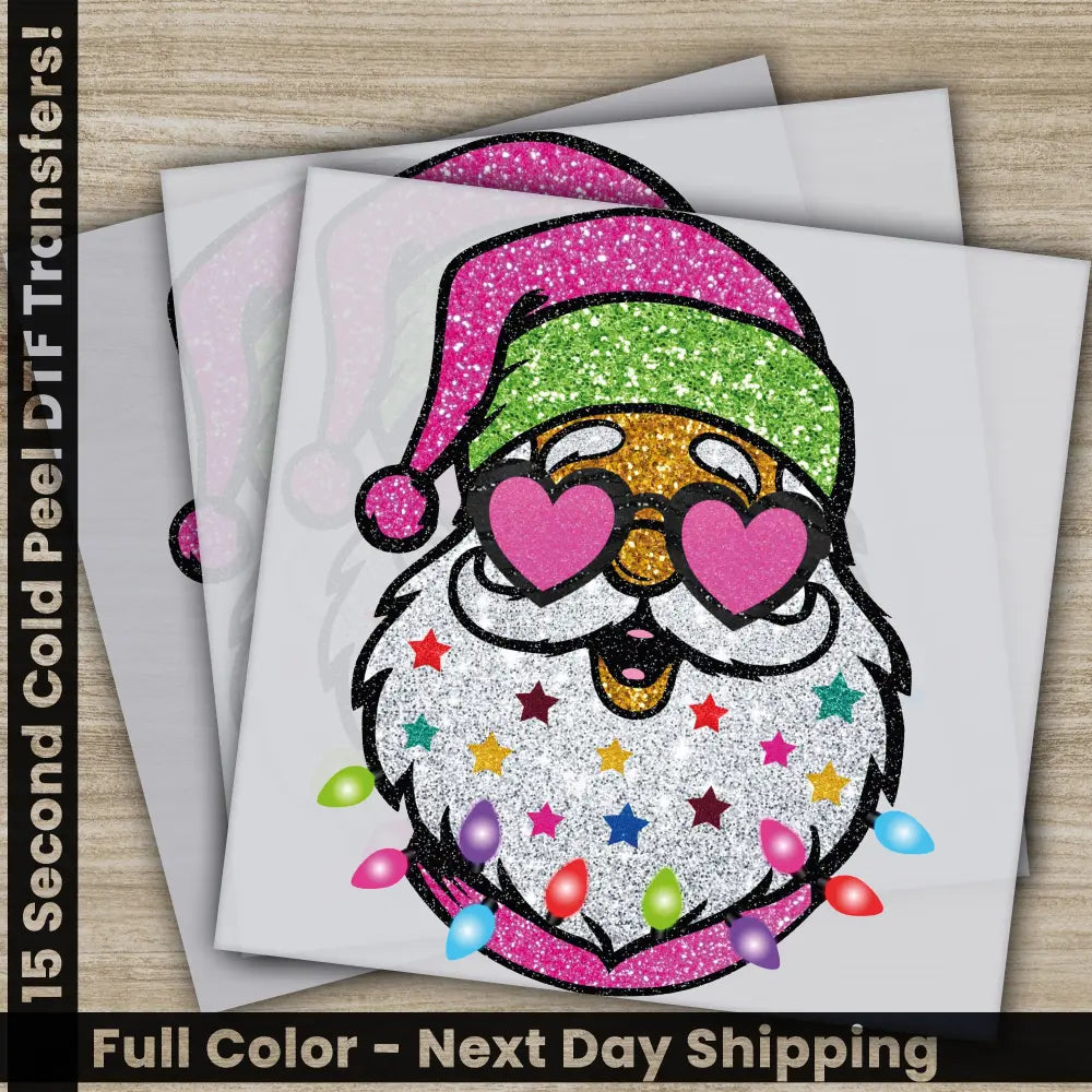 Santa Claus Christmas Vibes DTF Transfers Ready to Press Personalized Gifts Direct to Film Sublimation Screen Prints
