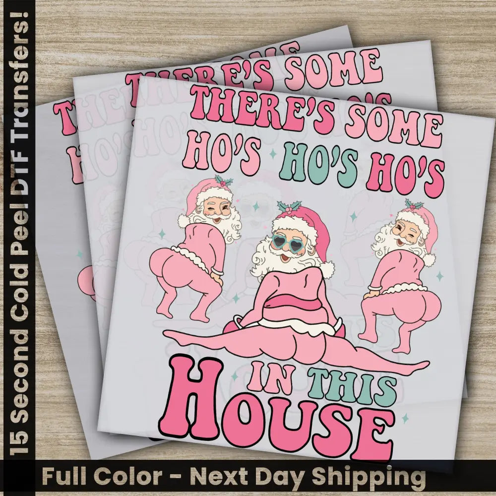 Santa Claus Ho Ho Ho Christmas DTF Transfers Ready to Press Personalized Gifts Direct to Film Sublimation Screen Prints