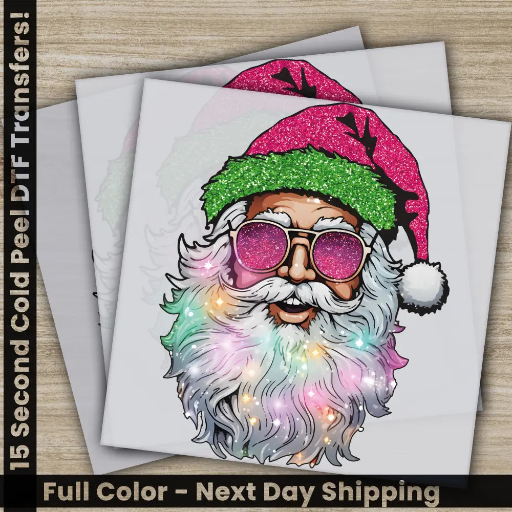 Santa Claus Merry Christmas DTF Transfers Ready to Press Personalized Gifts Direct to Film Sublimation Screen Prints