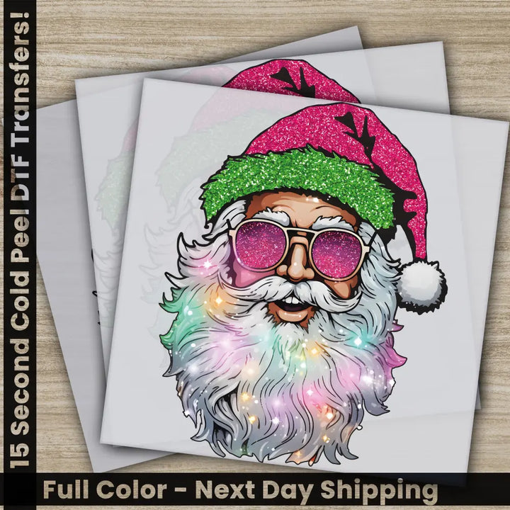 Santa Claus Merry Christmas DTF Transfers Ready to Press Personalized Gifts Direct to Film Sublimation Screen Prints