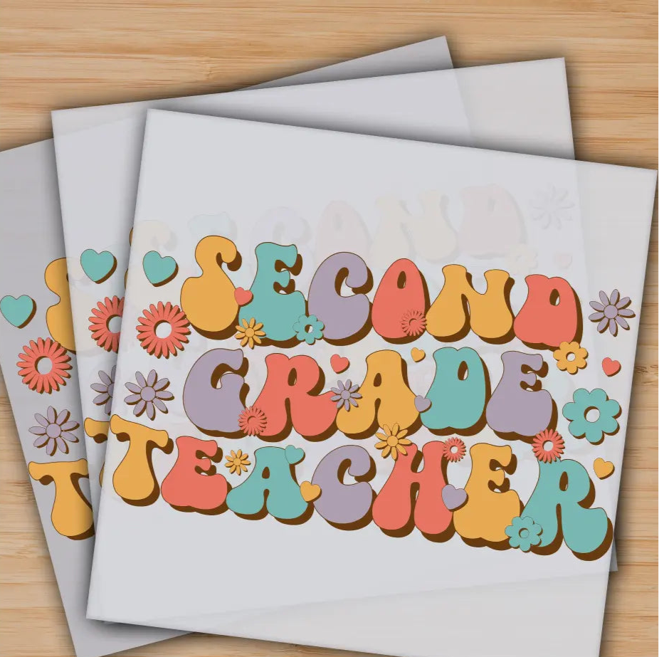 Second Grade Teacher Back to School Ready to Press Personalized Gifts Sublimation DTF Prints Trendy DTF Prints Ready