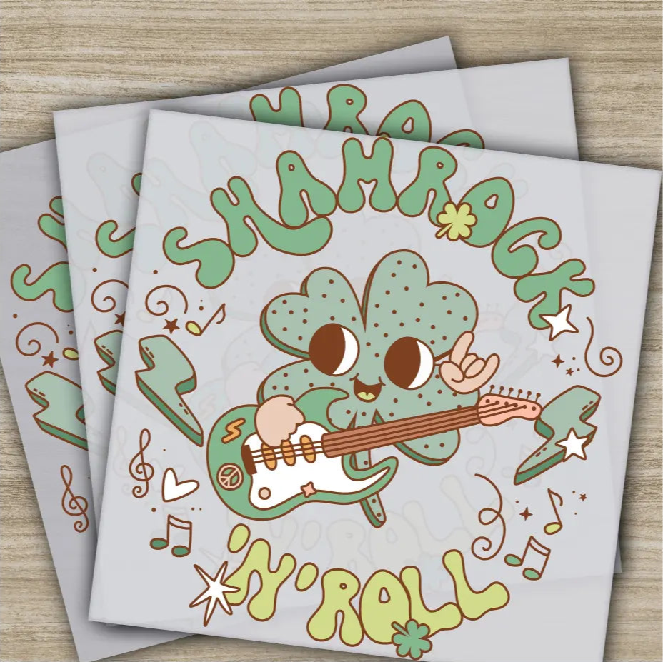 Shamrock ’N’Roll St. Patrick’s Day Transfers Ready to Press Personalized DTF Transfers St. Patrick’s Gifts Heat Press