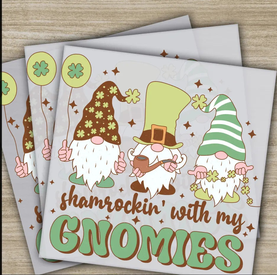 Shamrockin’ Gnomies St. Patrick’s Day Transfers Ready to Press Personalized DTF Transfers St. Patrick’s Gifts Heat