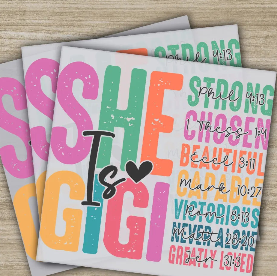 She is Gigi Mom Mama Mother’s Day Transfers Ready to Press Personalized DTF Transfers Mother’s Day Gifts Heat Press DTF