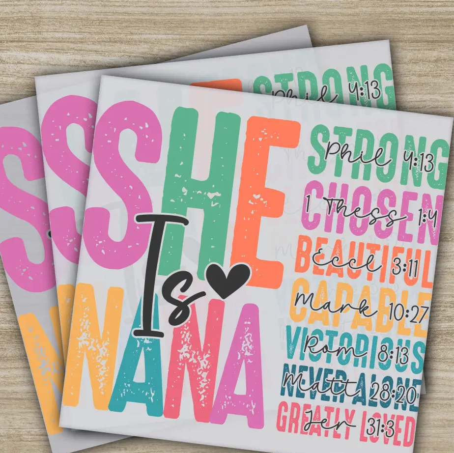 She is Nana Mom Gigi,Mama,Mother’s Day Transfers Ready to Press Personalized DTF Transfers Mother’s Day Gifts Heat