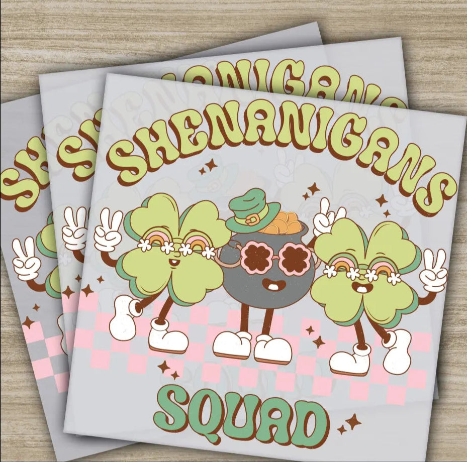 Shenanigans Squad St. Patrick’s Day Transfers Ready to Press Personalized DTF Transfers St. Patrick’s Gifts Heat Press