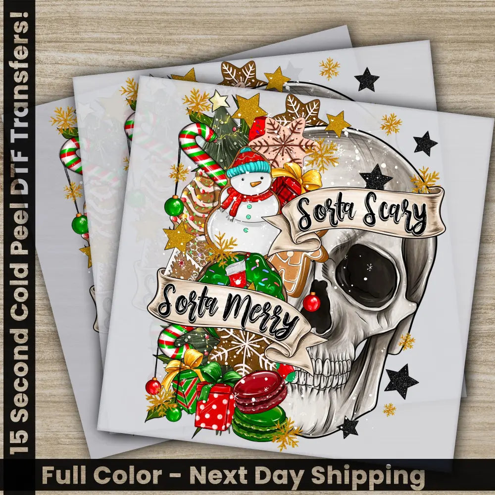 Skeleton Christmas DTF Transfers Ready to Press Personalized Gifts Direct to Film Sublimation Screen Prints,