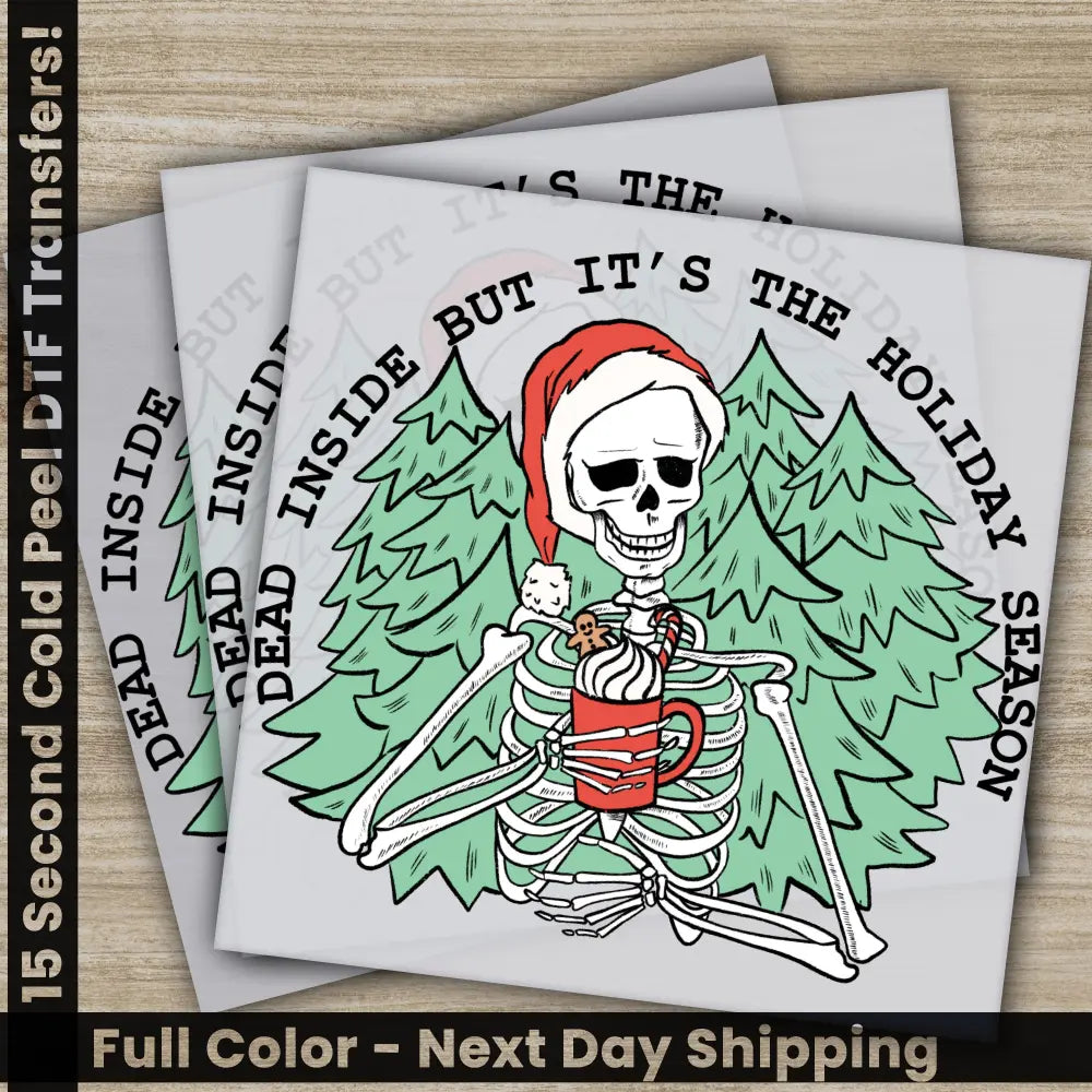 Skeleton Christmas DTF Transfers Ready to Press Personalized Gifts Direct to Film Sublimation Screen Prints Fast
