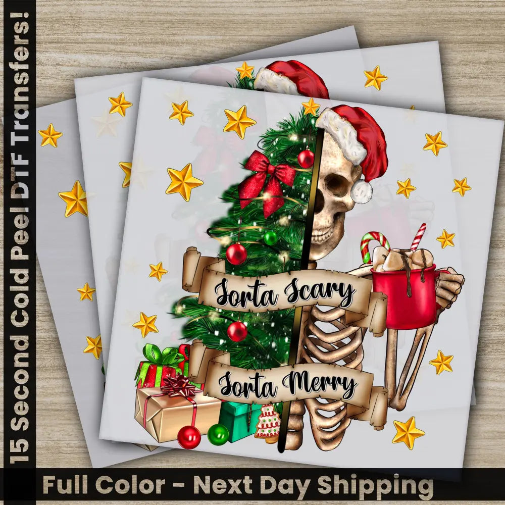 Skeleton Christmas DTF Transfers Ready to Press Personalized Gifts Direct to Film Sublimation Screen Prints,